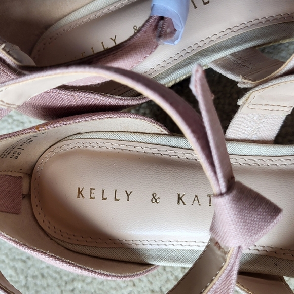 Kelly & Katie Espadrille Wedge Blush Pink & Tan Cheribeth Sandals Size 8.5 - Picture 5 of 10